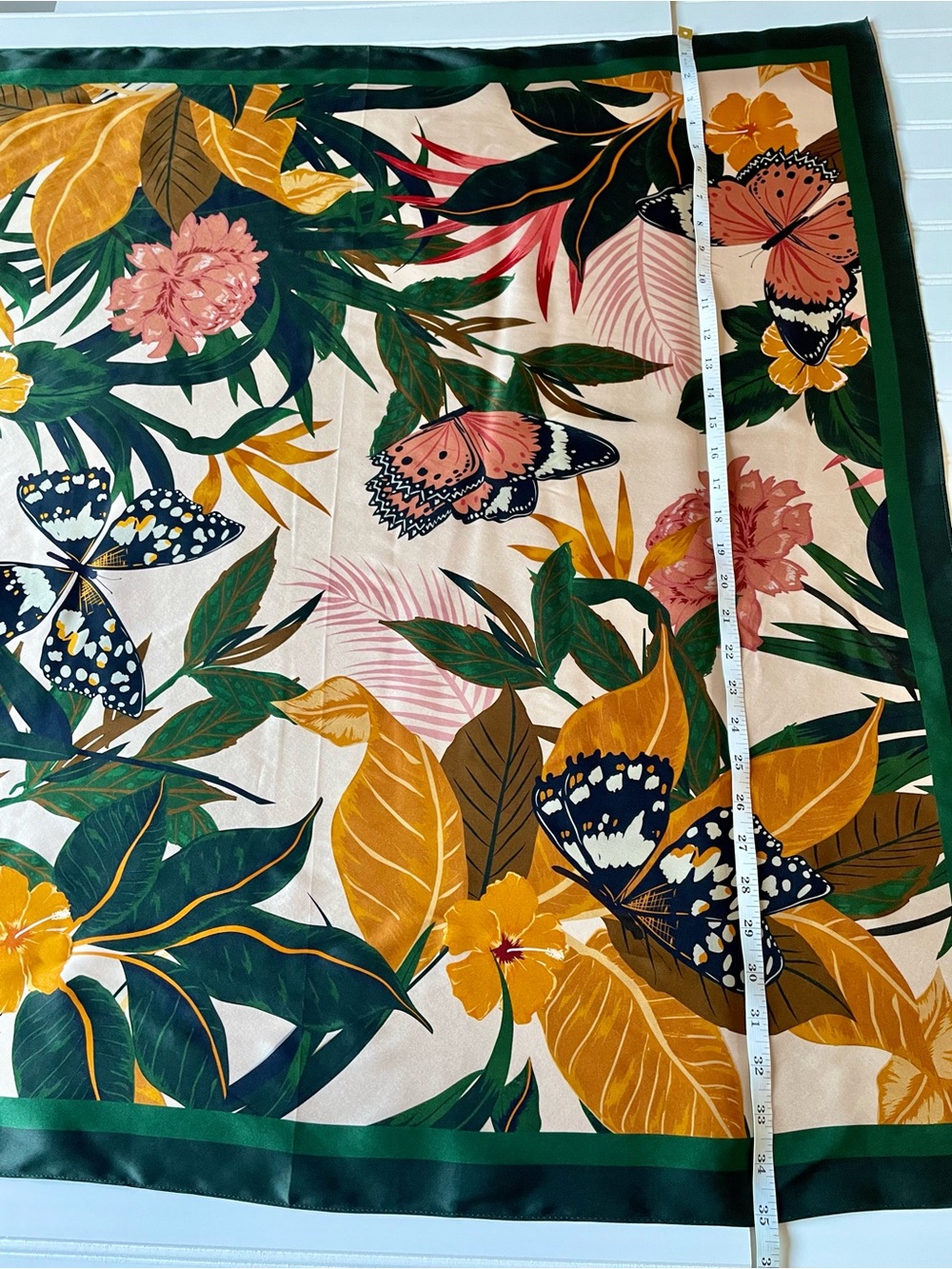 Curlfriend Collective Hair Scarf Large Green Women Botanical Silk Butterfly D026 - Picture 2 of 13